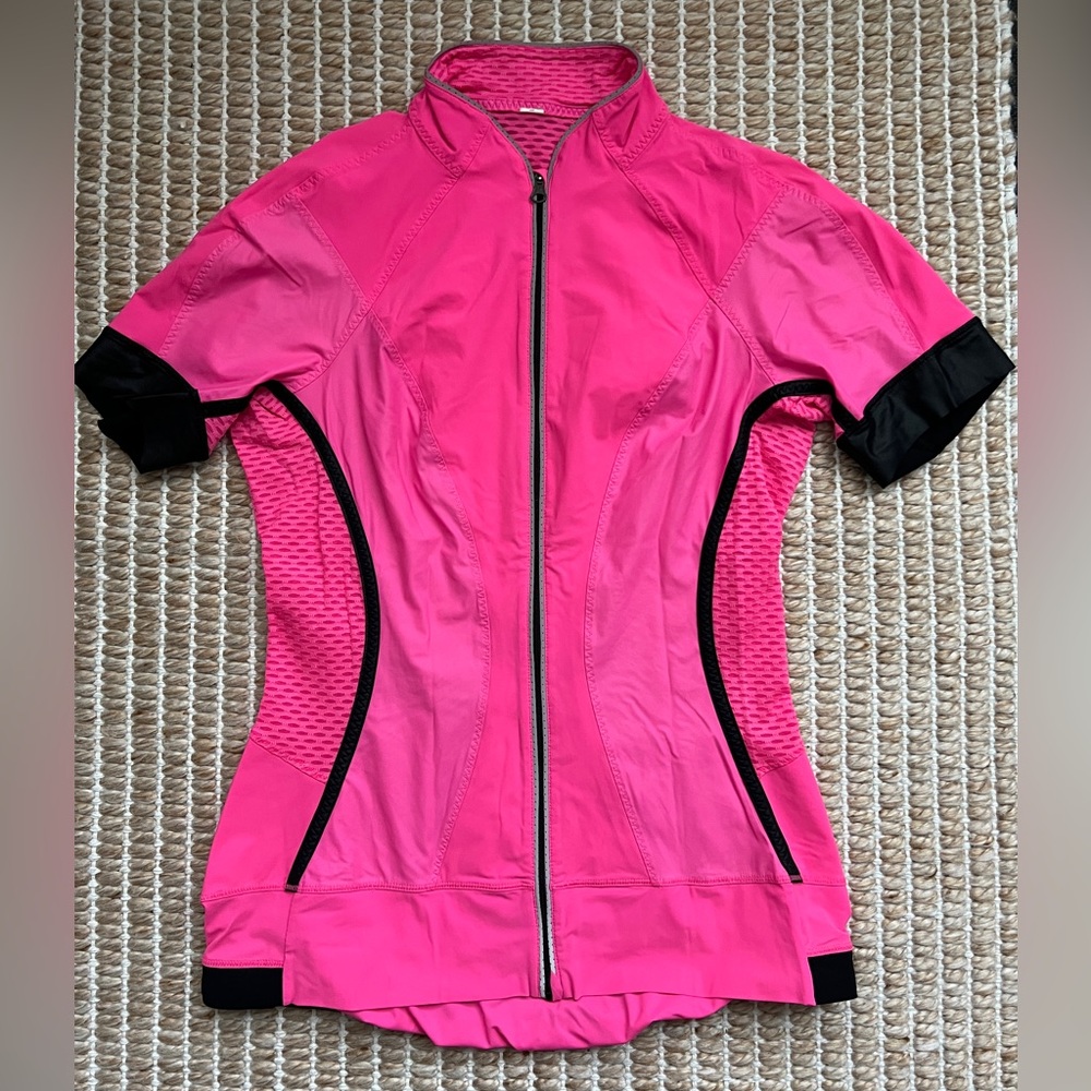 Lululemon Biker Shirt Pink Paceline Jersey Pinkelicious Size 8